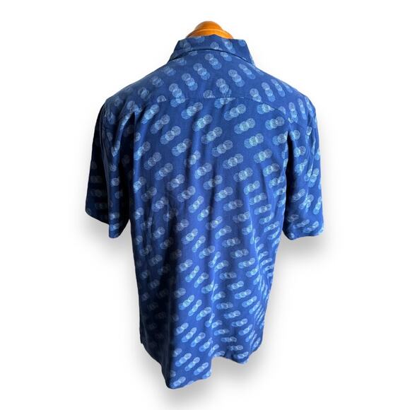 W.H. Belk Mens Shirt Sz M Blue Silk Dotted Short Sleeve Casual Shirt NEW - Picture 5 of 7